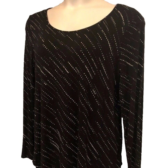 Women's APT. 9 Black Multi Asymmetrical Scoop Neck Jersey Top Size XL - Picture 4 of 9